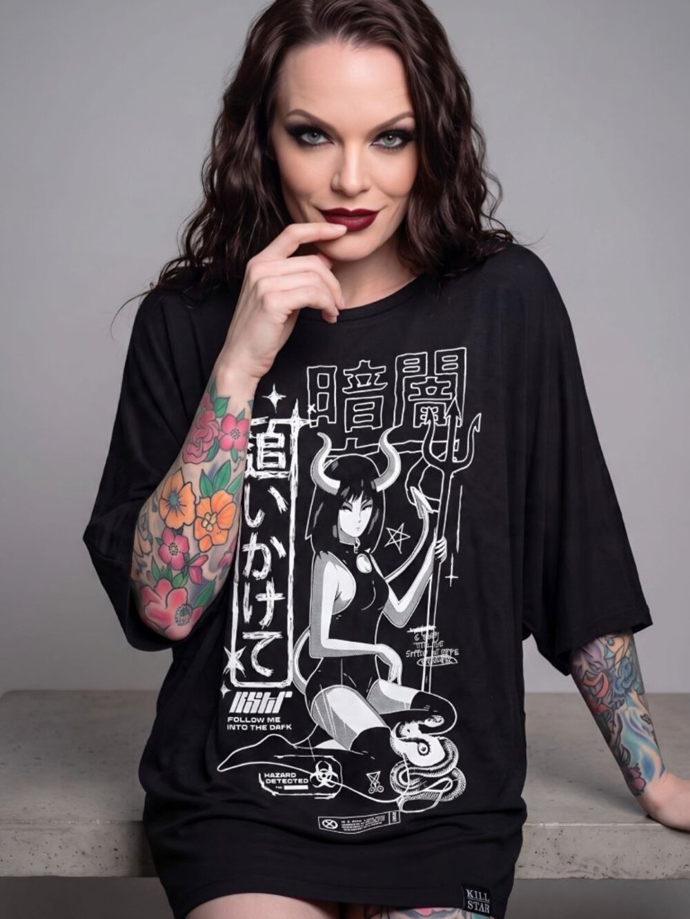 Killstar Follow Me Into Dark Anime Succubus Devil Kimono Sleeve Tunic Dress S